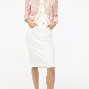 J. Crew Factory White Denim Midi Skirt NWT